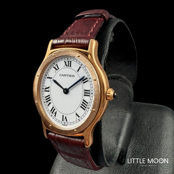 Cartier Arcade Ultra Slim – Montre de Luxe Classique Cuir Bordeaux