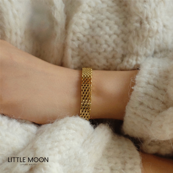 Vintage Statement Bracelet 18K Gold Plated — Chaîne Plate Acier Inoxydable